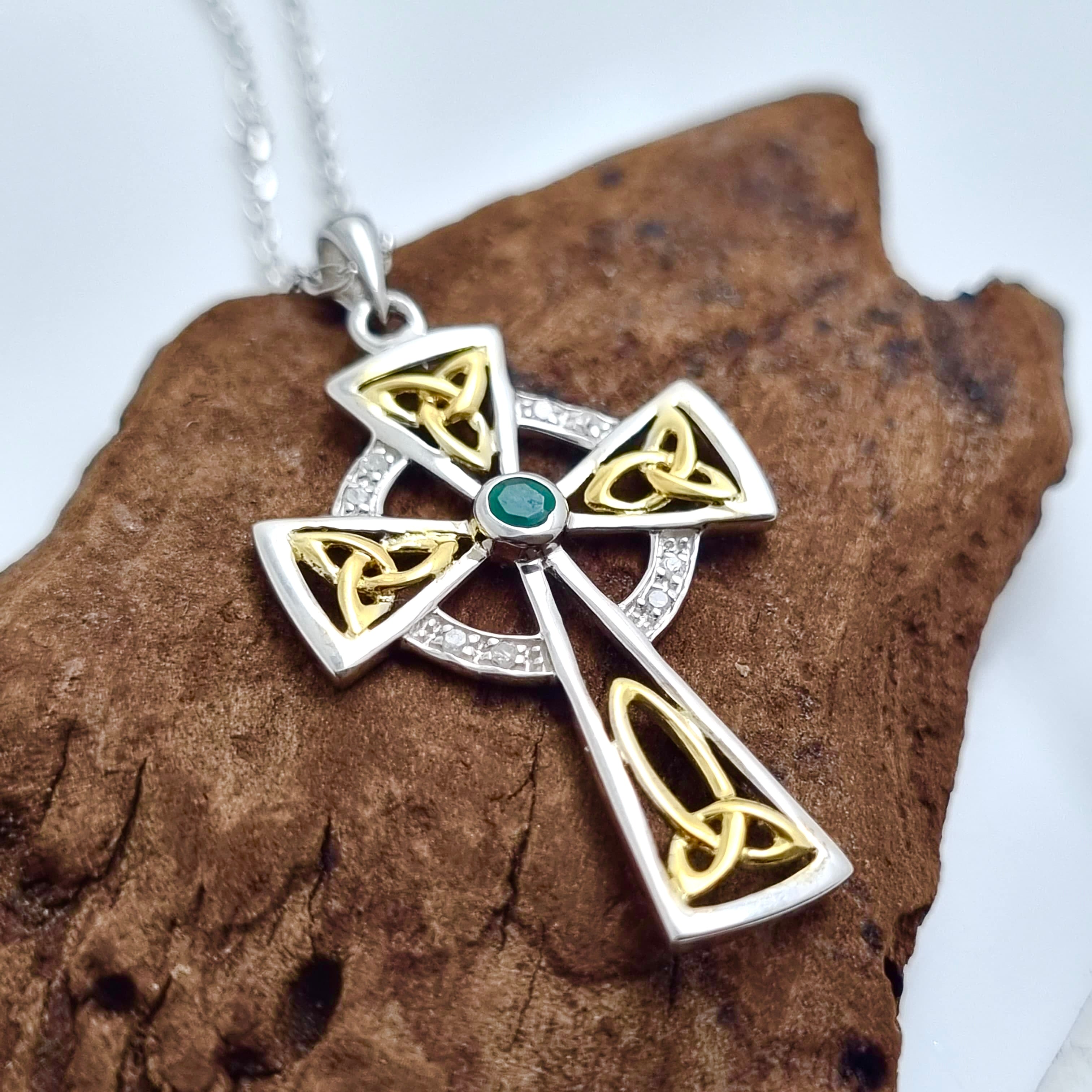 Shanore Celtic Trinity Knot Celtic Cross with Diamonds