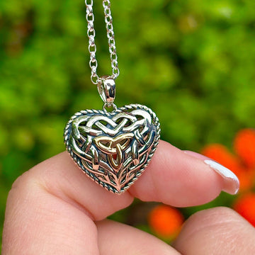 Heart Necklace with Gold Trinity Knotwork