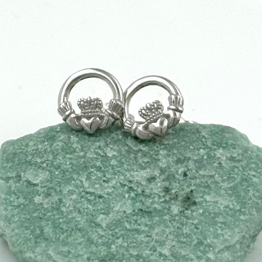 Sterling Silver Claddagh Stud Earrings