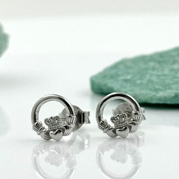 Sterling Silver Claddagh Stud Earrings