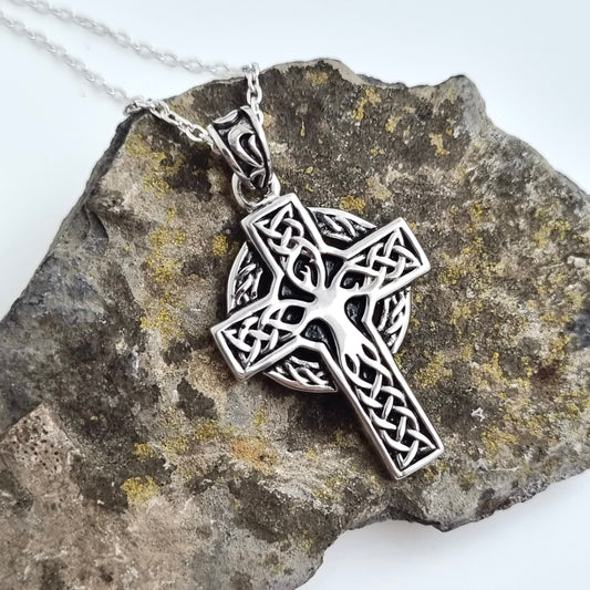 Silver Tree of Life Cross Necklace