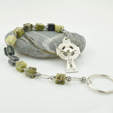 Irish Rosary Keychain in Connemara marble - An Paidrin Beag