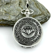 Mullingar Pewter Mechanical Pocket Watch with Claddagh