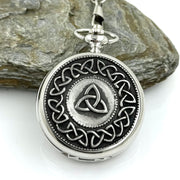 Mullingar Pewter Mechanical Pocket Watch with Trinity Knot Design