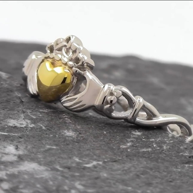 Claddagh Ring With Gold Heart
