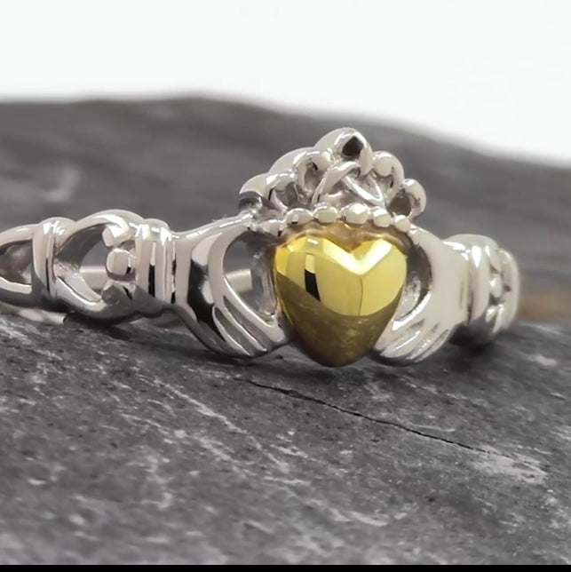 Claddagh Ring With Gold Heart