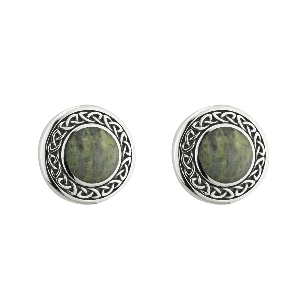 CONNEMARA MARBLE ROUND CELTIC STUD EARRINGS