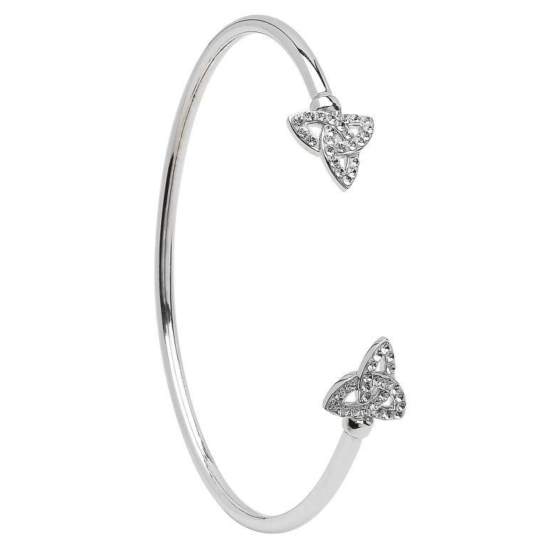 Shanore Silver Celtic Trinity Bangle adorned with Swarovski Crystals