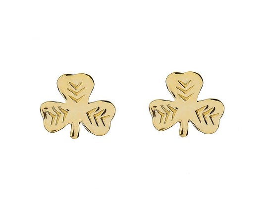 10k Gold Shamrock Stud Earrings
