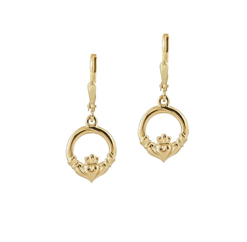 10k Gold Claddagh Drop Earrings