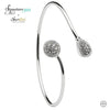 Shanore Silver Round Pear Shape Halo Bangle encrusted with Swarovski Crystals