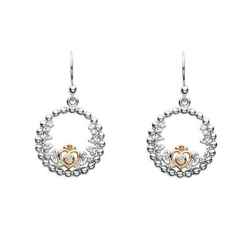 Shanore Silver Tara's Princess Heart Trinity Earrings adorned with a Crystal