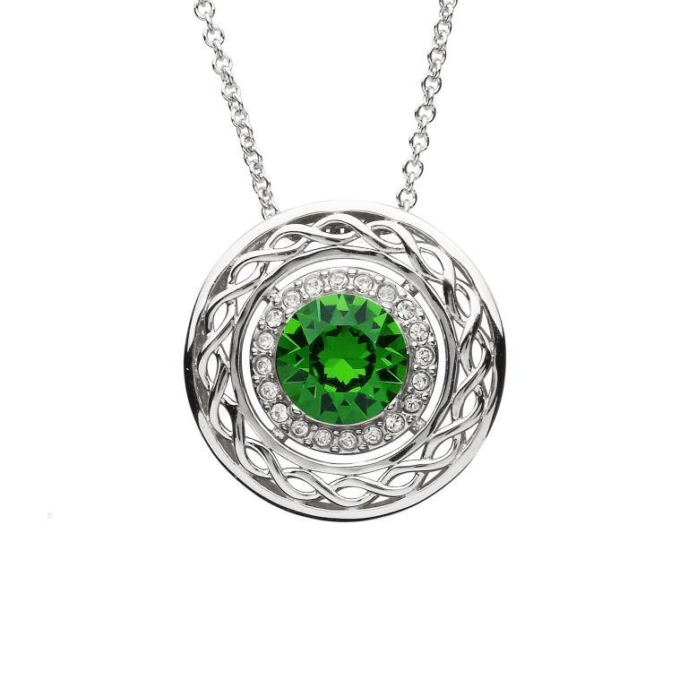 Shanore Sterling Silver Celtic Halo Pendant adorned with Swarovski Crystals