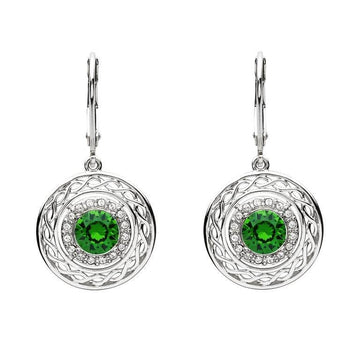 Shanore Sterling Silver Celtic Halo Earrings adorned with Swarovski Crystals