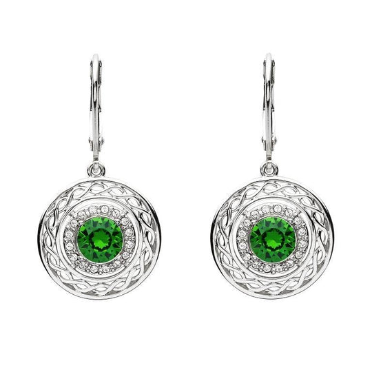 Shanore Sterling Silver Celtic Halo Earrings adorned with Swarovski Crystals