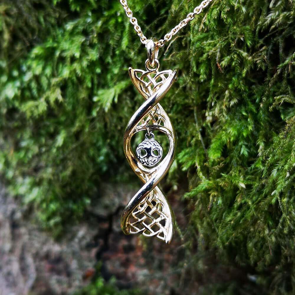 Celtic DNA 14K Gold Tree of Life Necklace