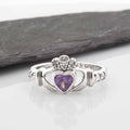 Shanore Silver Claddagh Ring June Birthstone
