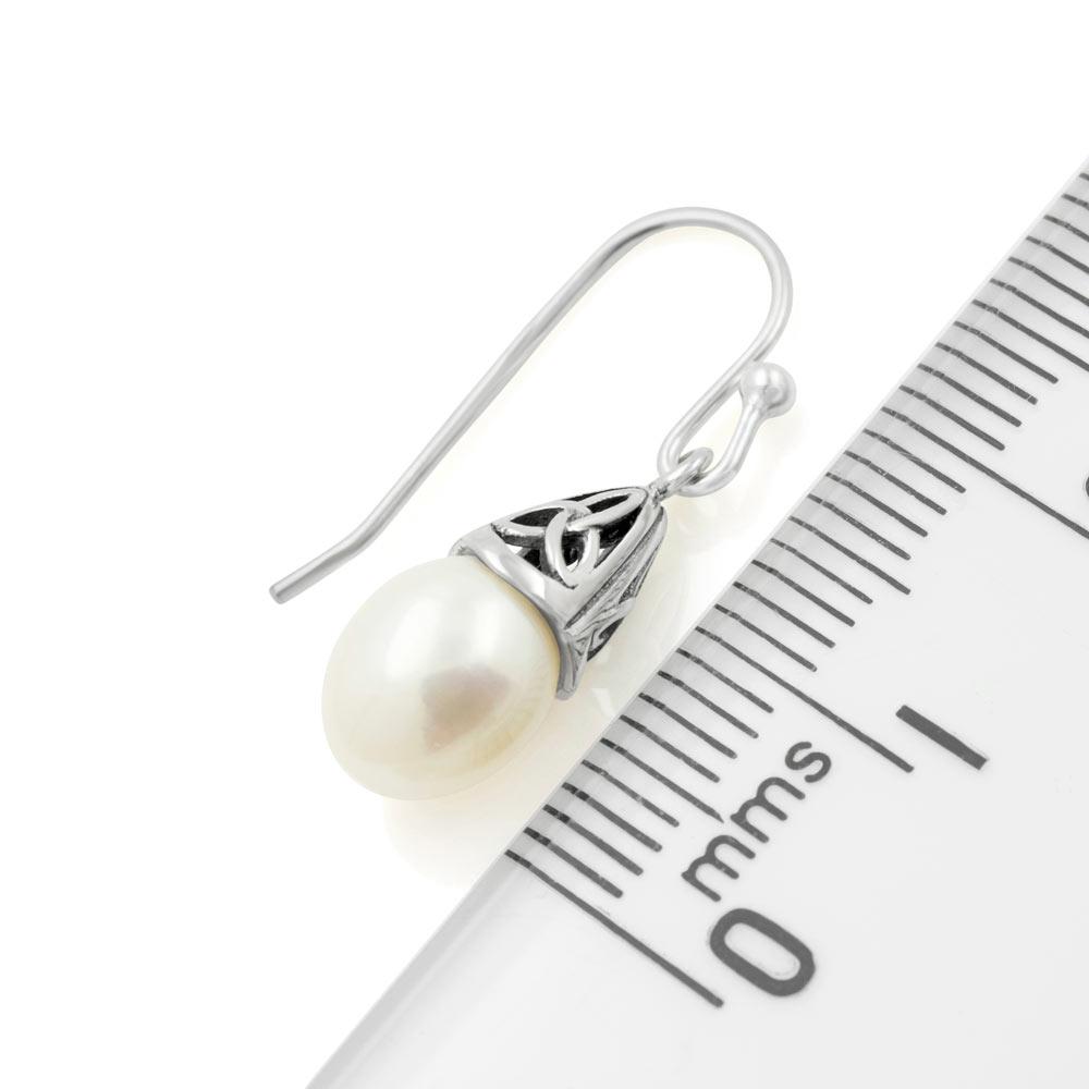 Sterling Silver Celtic Knot Pearl Earrings