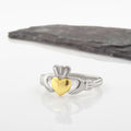 Sterling Silver Claddagh Ring with 10K Gold Heart