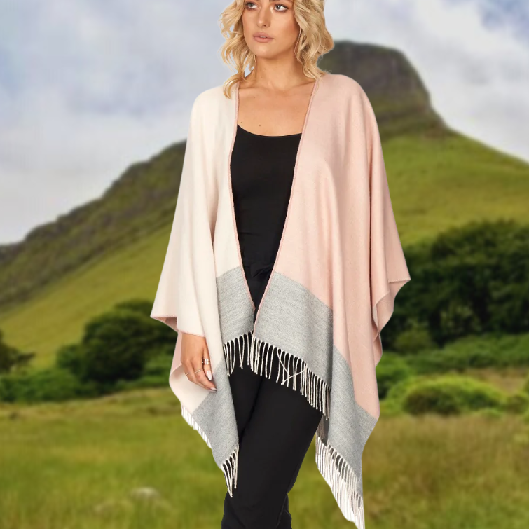 Jimmy Hourihan Fringed Shawl with Block Check