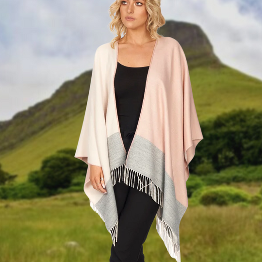 Jimmy Hourihan Fringed Shawl with Block Check