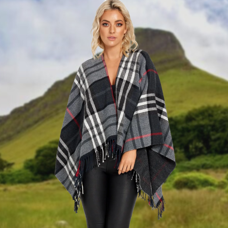 Jimmy Hourihan Fringed Shawl in Plaid