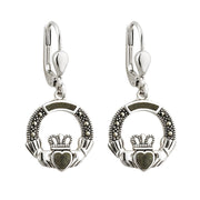 Connemara Marble & Marcasite Claddagh Earrings