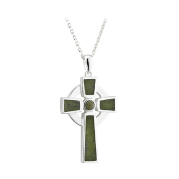 SILVER SMALL MARBLE CROSS PENDANT