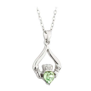 Claddagh Birthstone Necklace -  August