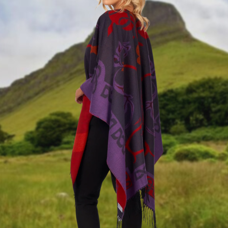 Jimmy Hourihan Fringed Shawl with Celtic Motif