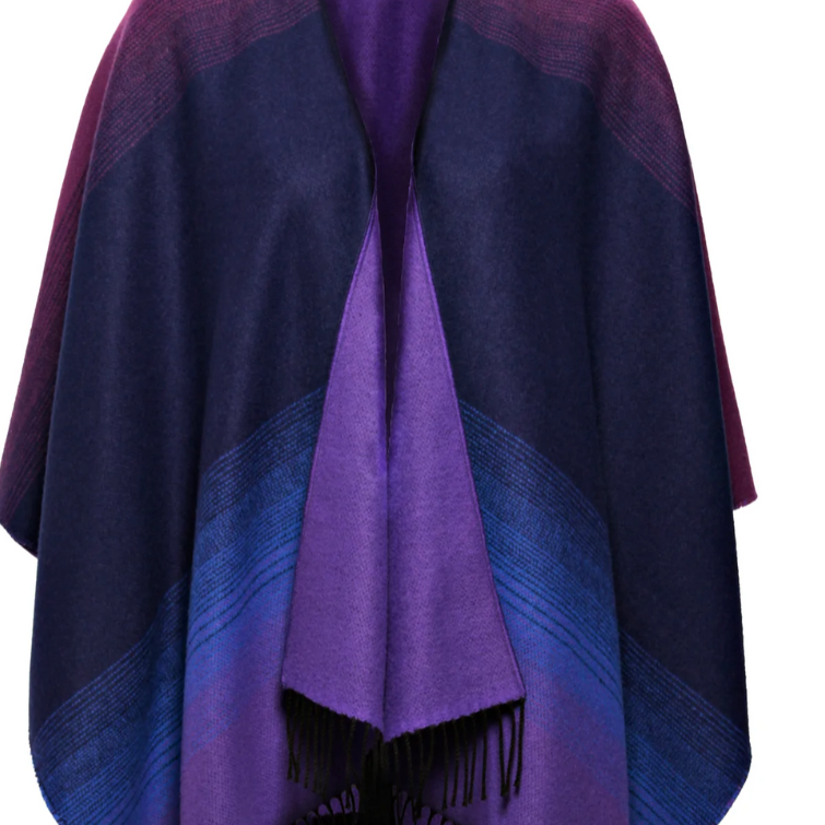 Jimmy Hourihan Fringed Shawl with Shadow Rainbow Design