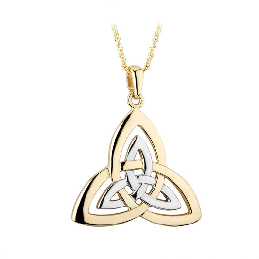 14K TWO TONE GOLD TRINITY KNOT NECKLACE