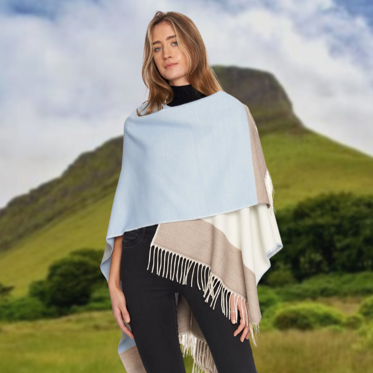 Jimmy Hourihan Fringed Shawl with Block Check