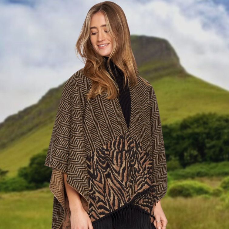 Jimmy Hourihan Fringed Shawl in Herringbone