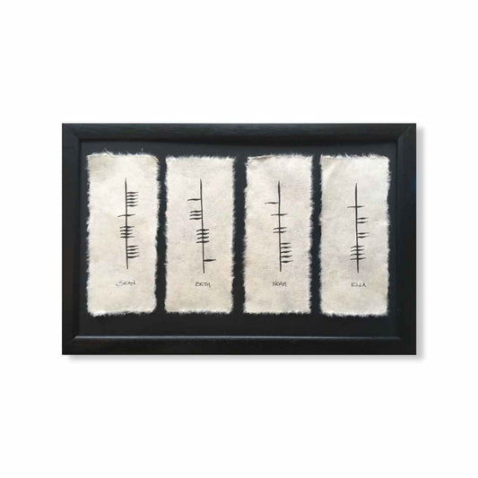 Ogham Handpainted Four-Name Family Plaque