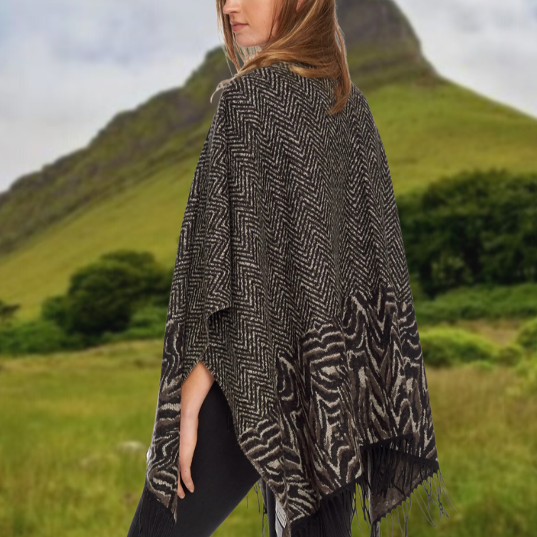 Jimmy Hourihan Fringed Shawl in Herringbone