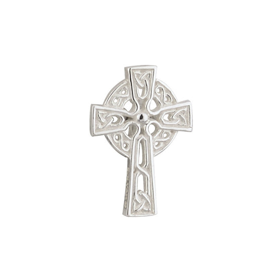 Rhodium Plated Celtic Cross Communion Clutch Pin