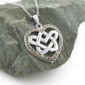Trinity Knot and Heart Pendant with Marcasite Stones