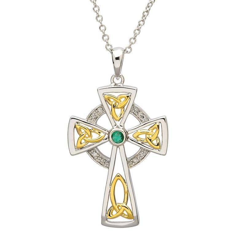 Shanore Celtic Trinity Knot Celtic Cross with Diamonds