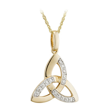 14K TWO TONE GOLD DIAMOND TRINITY KNOT PENDANT