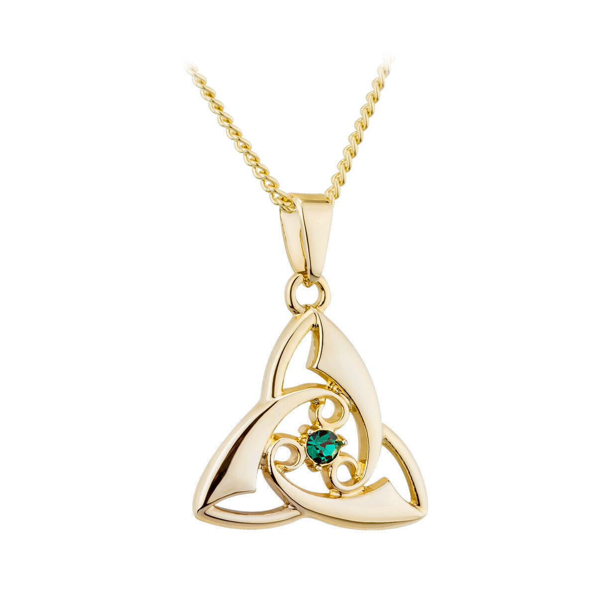 Gold Plated Emerald Trinity Knot Necklace