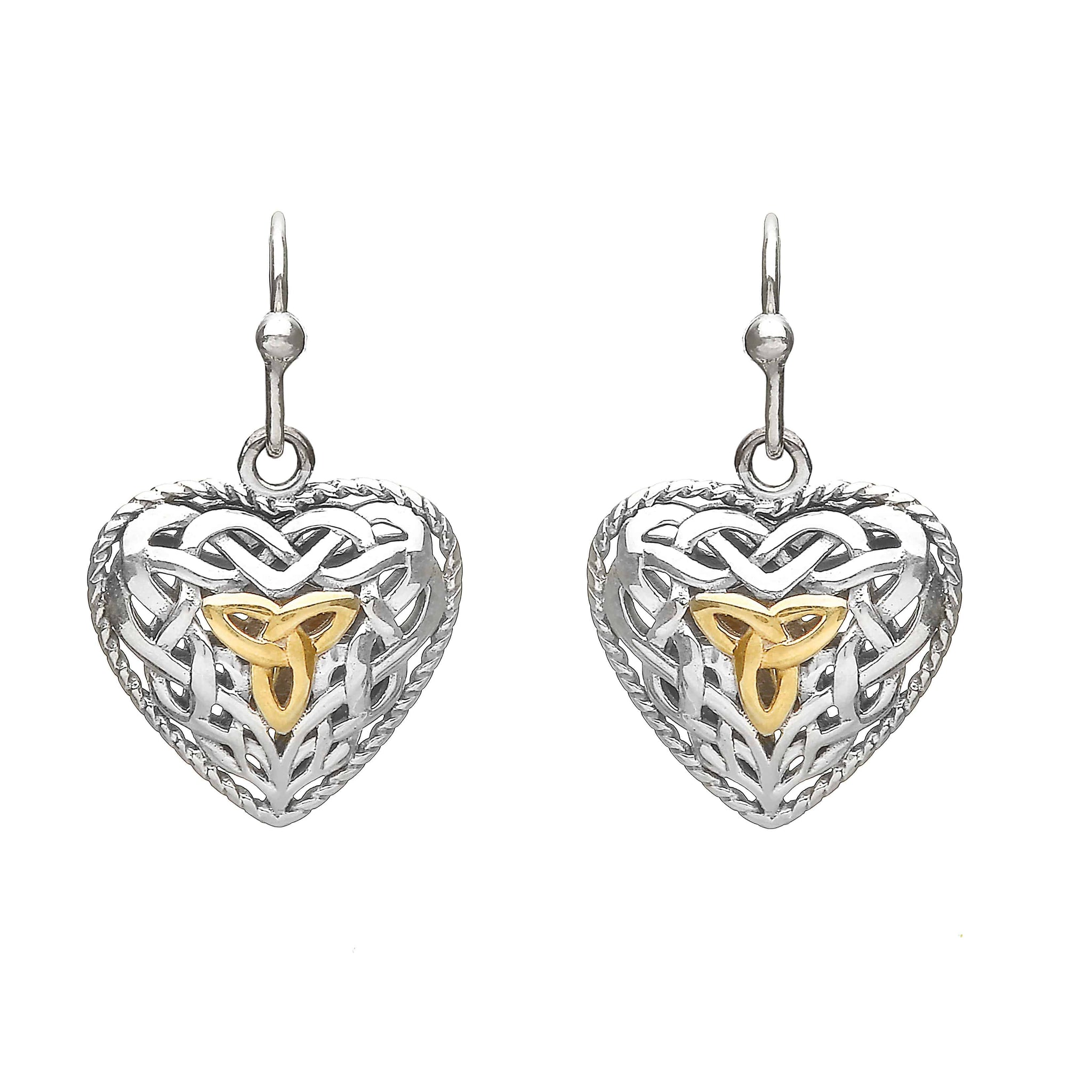 Heart Earrings with Gold Trinity Knot