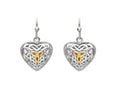 Heart Earrings with Gold Trinity Knot
