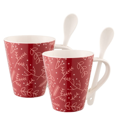 Aynsley Hot Chocolate Twig Mug and Spoon Set of 2