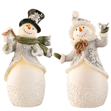 Belleek Aynsley Snowman Christmas Ornament Pair