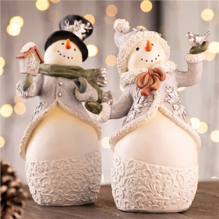 Belleek Aynsley Snowman Christmas Ornament Pair