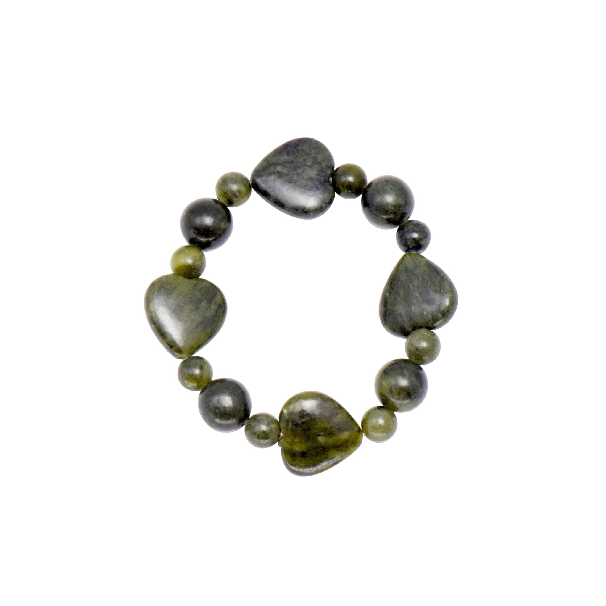 Connemara Marble Bracelet With Round And Heart Nuggets