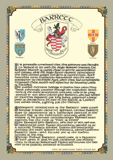 Barrett Family Crest Parchment