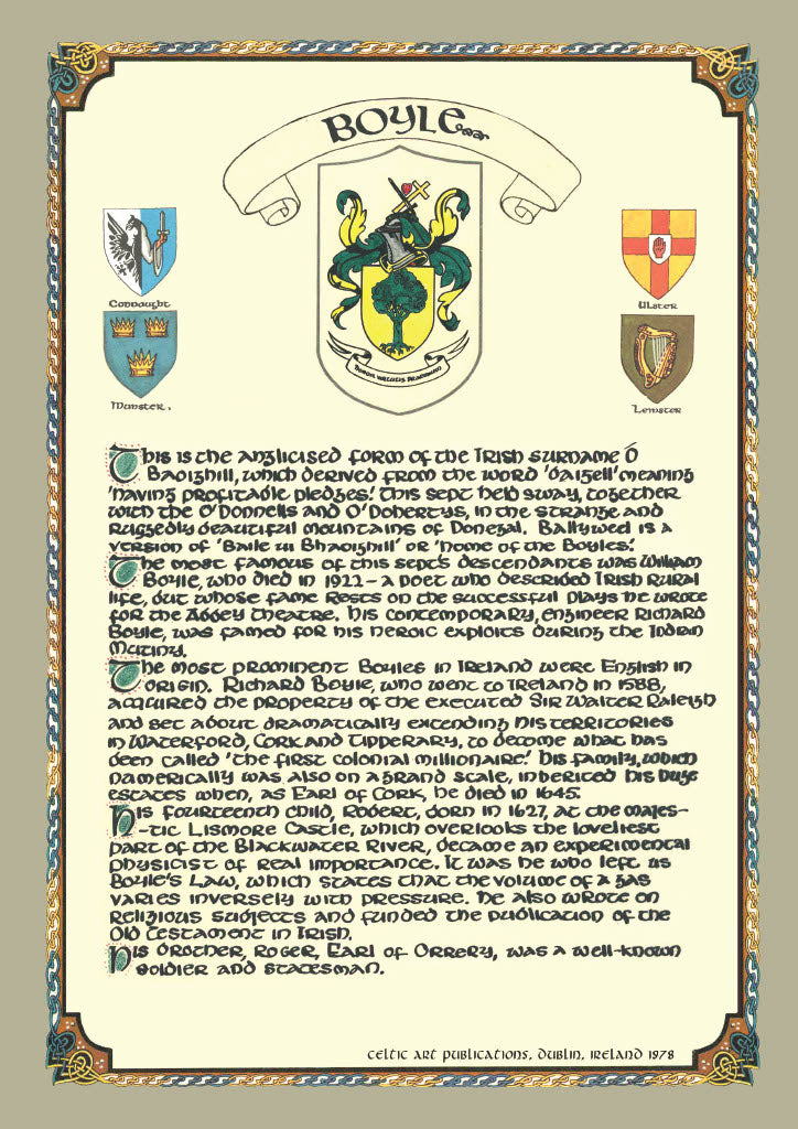 Boyle Family Crest Parchment
