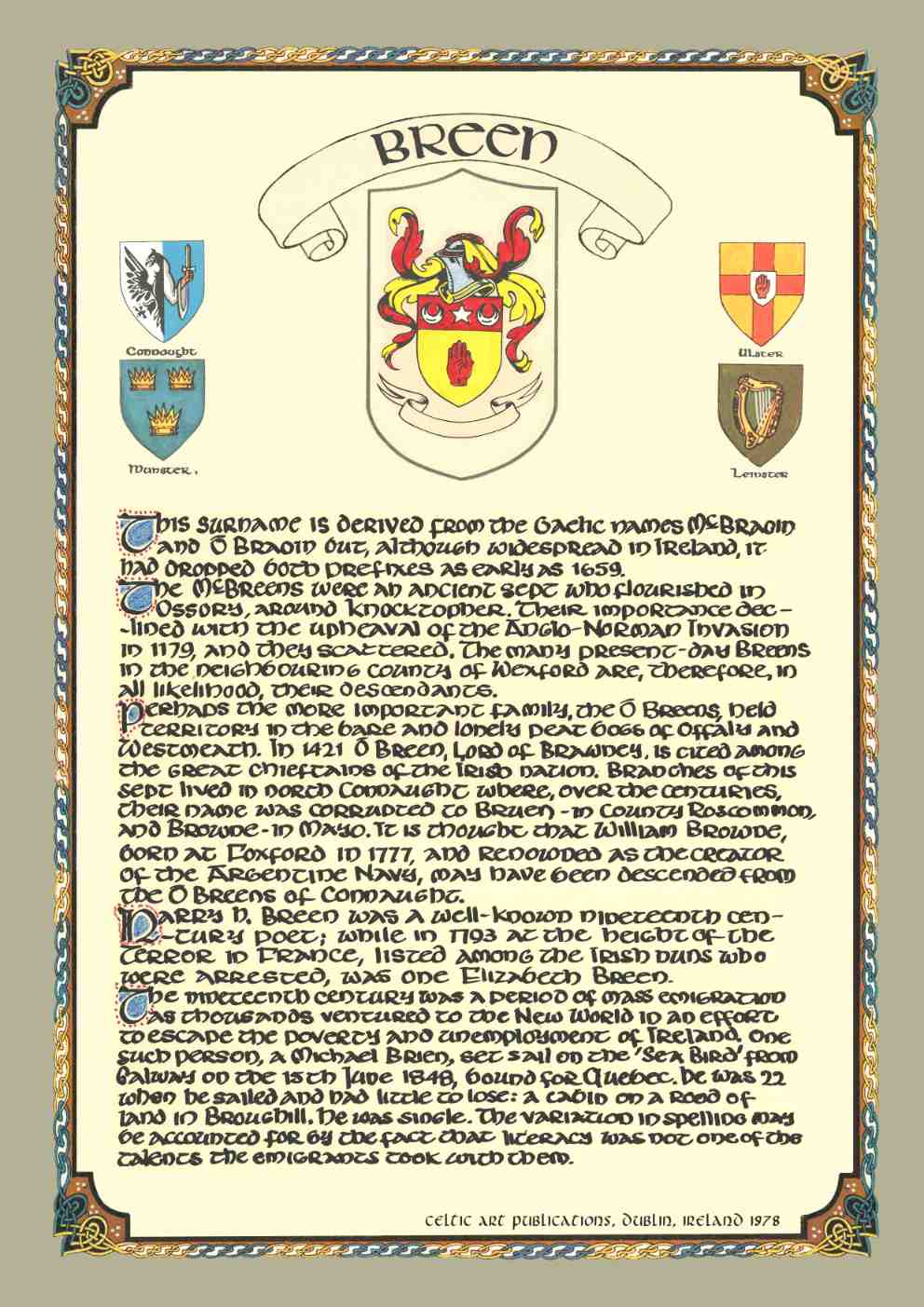 Breen Family Crest Parchment